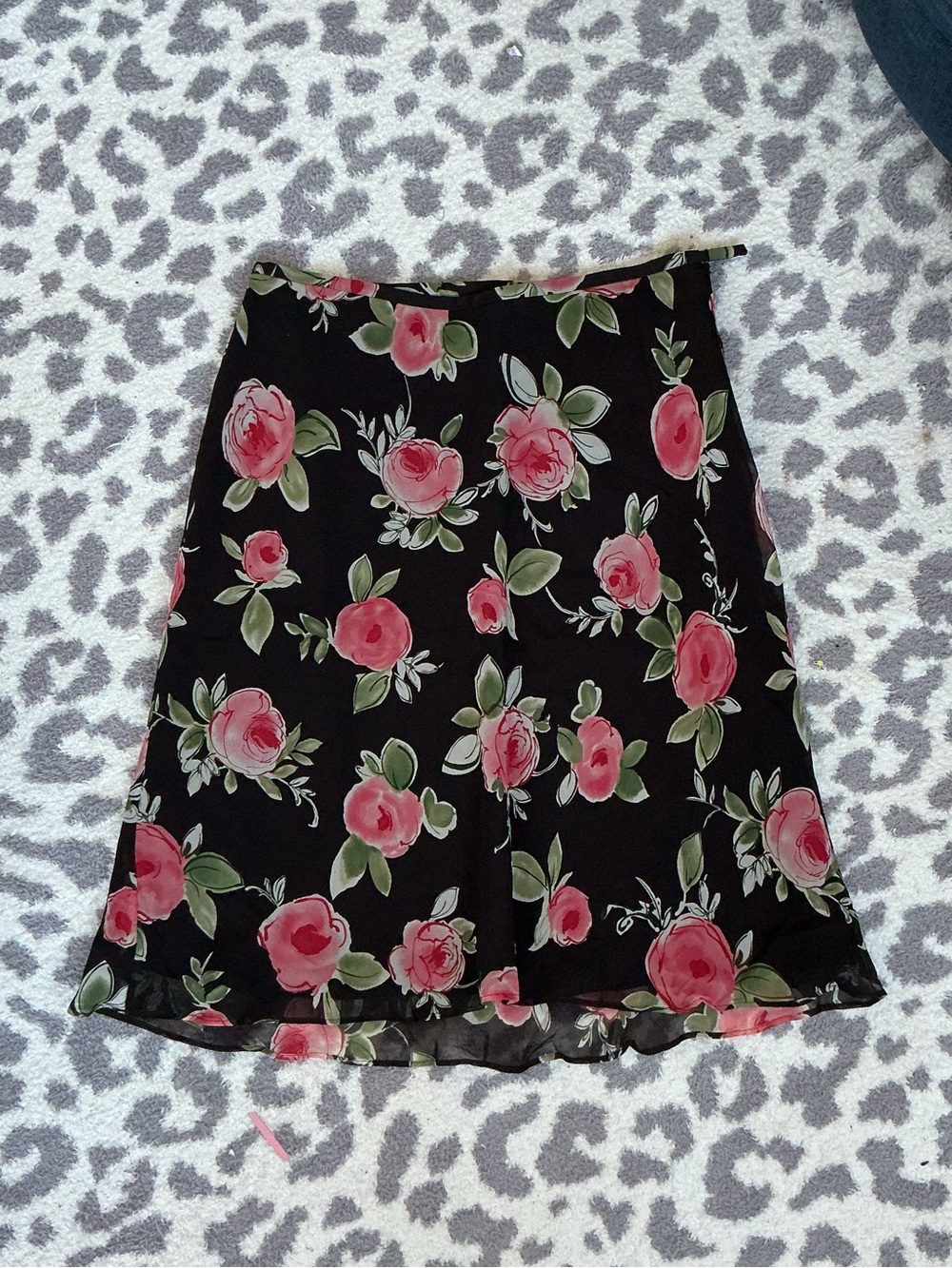 Y2K 100% Silk Ann Taylor Floral Skirt